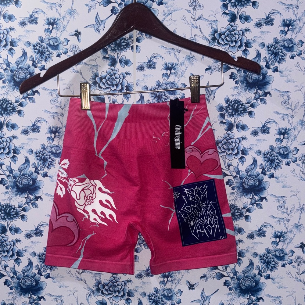 Vibrant Pink Graphic Bike Shorts